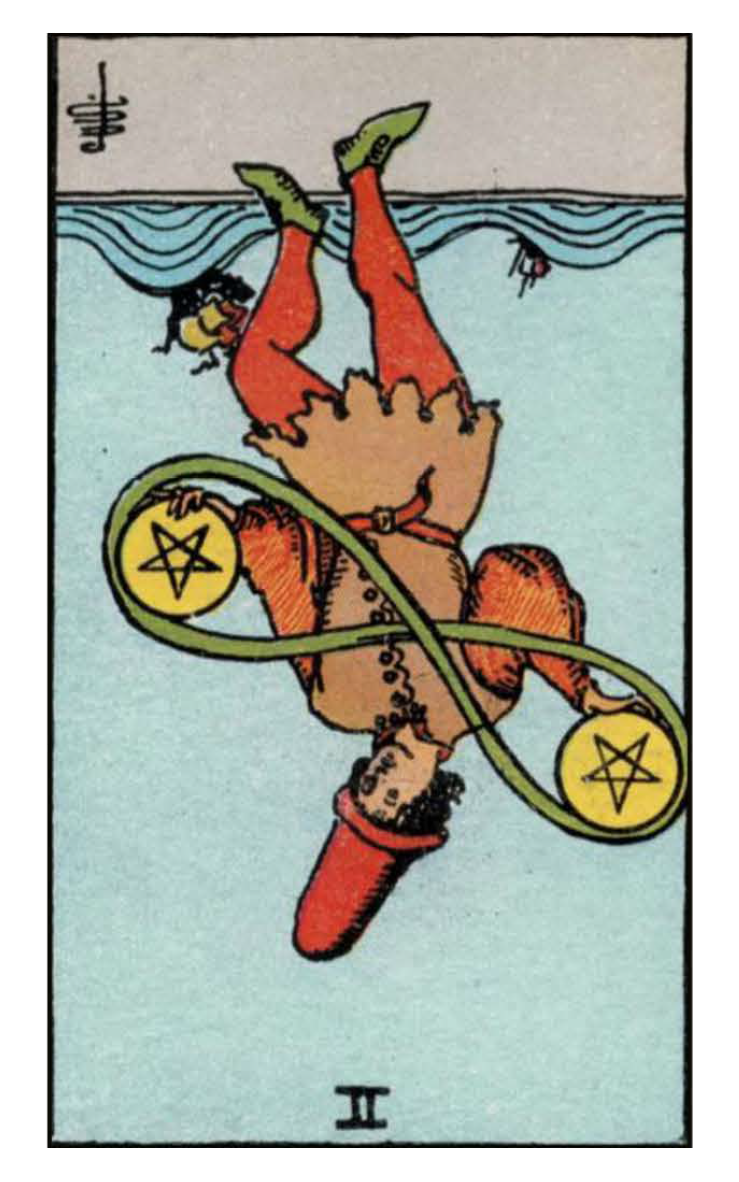 Two of pentacles reversed